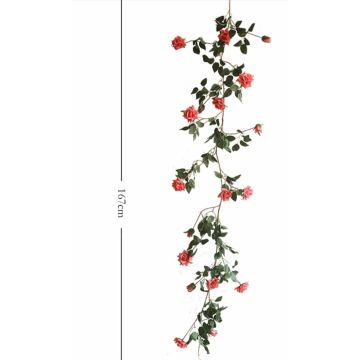 Rose garland, artificial roses, dark pink 170 cm