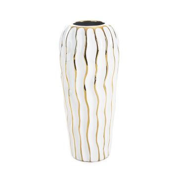 Ceramic vase 28cm, gold-white