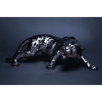 Silber Jaguar lauernd 90cm Luxurylinie Swarovski Augen - auf Anfrage