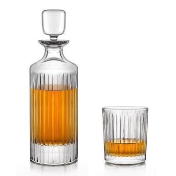 "Skyline" whisky set 7-piece, Bohemian crystal, 1x decanter + 6x glasses
