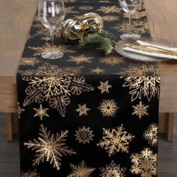 Weihnachtsdekoration Tischläufer 40x140cm schwarz/gold