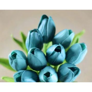 Tulips aquamarine artificial flower 36cm, like real/piece, real touch