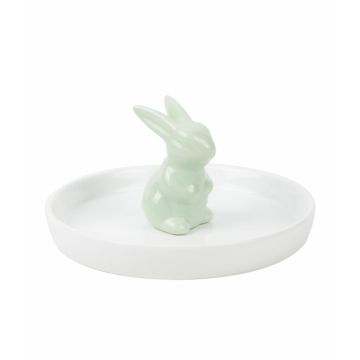 Ceramic decoration Easter plate with a bunny 17x7.5cm