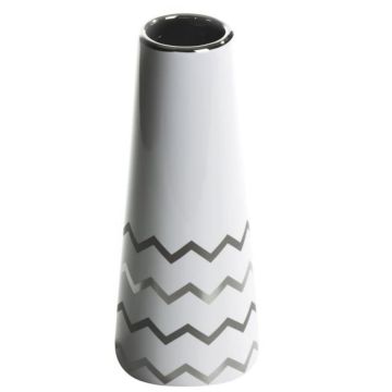 Decorative vase, 20cm, white-silver