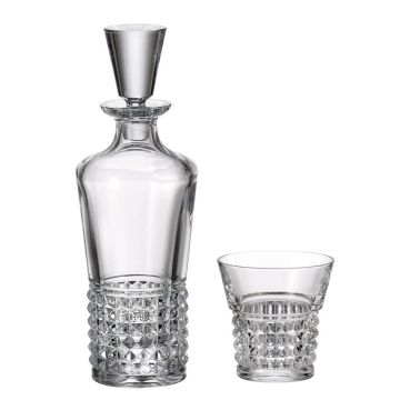 "Trinity" whisky set 7-piece, Bohemian crystal, 1x decanter + 6x glasses