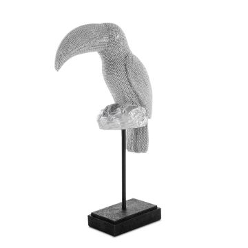Decoration bird toucans silver 39cm
