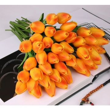 Tulips orange artificial flower 36cm, like real/ piece, real touch