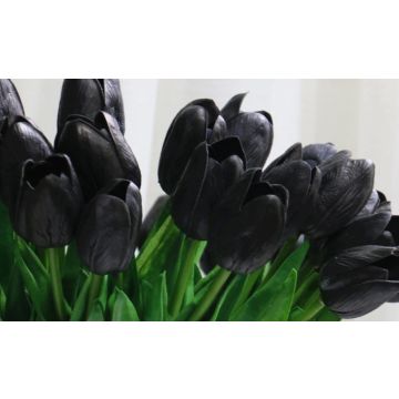 Tulips black artificial flower 36cm, like real/ piece real touch