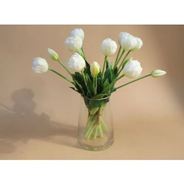 Tulip set 15pcs. artificial flower 40cm, like real, real touch, white