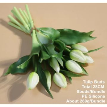 Tulip set 9 pcs. Artificial flower 28cm, like real, real touch, white