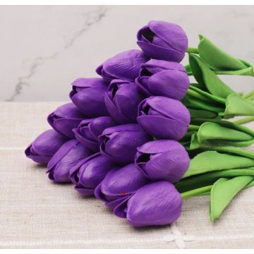 Tulipes violettes fleur artificielle 36cm, comme une vraie/pièce, real touch