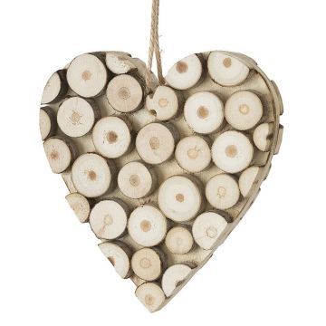 Decoration, 9cm, wooden heart, to hang up