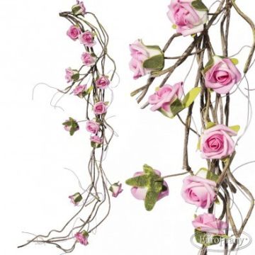 Rose garland, artificial roses, pink 110 cm