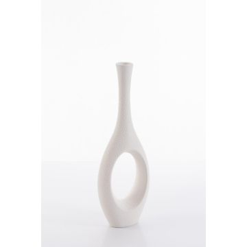 Ceramic vase droplet look beige/white 36cm