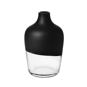 Glasvase/ Blumenvase transparent/schwarz, 25cm, Krosno