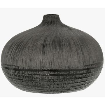 Ceramic vase, 14cm, graphite/silver
