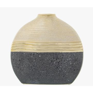 Ceramic vase 32cm, white-gold-grey