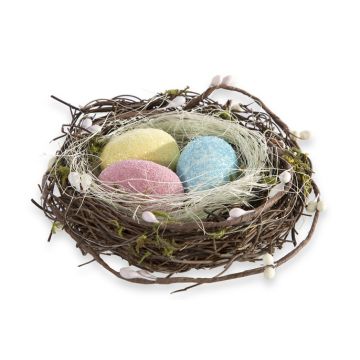 Décoration de Pâques, petit nid de Pâques, nid d'oiseau - 3 œufs