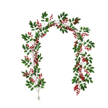 Weihnachtsdekoration Girlande rot 180cm mit Blätter