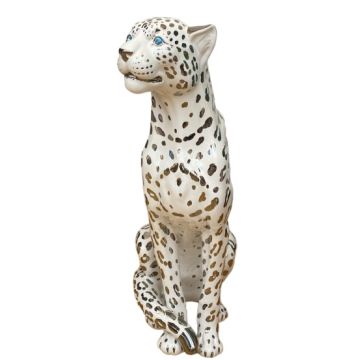 Gepard sitzend 88-90cm Luxuryline Swarovski Augen, blau, versilbert