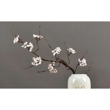 Branche de fleur artificielle, branche de cerisier, blanche 87cm