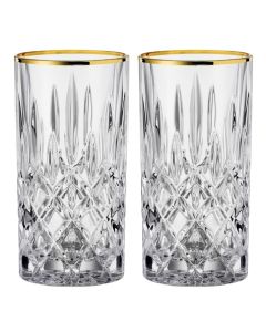Nachtmann Noblesse GOLD Longdrink Set x2 Gläser 395ml GOLD RAND