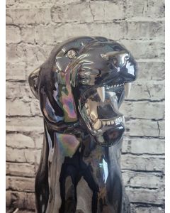 Jaguar metallisch Vase/Regenschirmst&auml;nder sitzend ca 85 cm Swarovski Kristalle