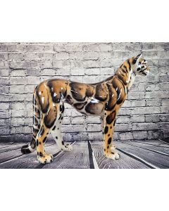Nebelparder stehend 86x70cm natural Look, Swarovski Kristalle