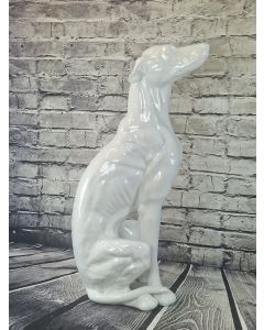 Windhund Porzellanfigur weiss ca.86 cm