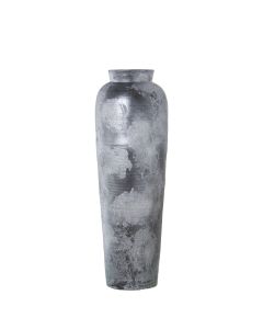 Keramikvase, 26x100cm, silber-grau Vintage-Touch