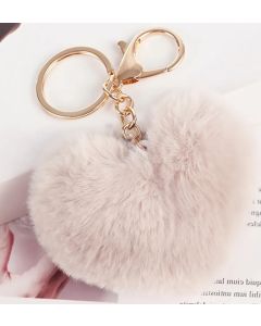 Plüschherz, Schlüsselanhänger, Handtaschen-Anhänger 9cm beige