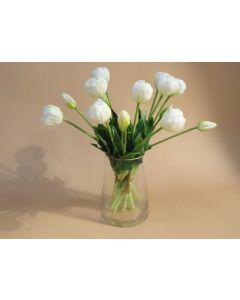 Tulip set 15pcs. artificial flower 40cm, like real, real touch, white