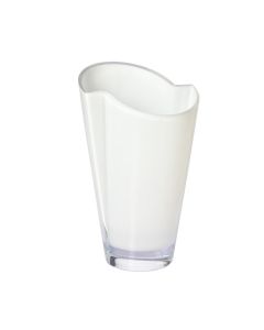 Glasvase/ Blumenvase asymmetrisch weiss, 30cm, Krosno