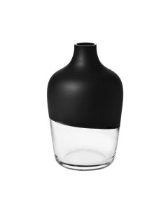 Glasvase/ Blumenvase transparent/schwarz, 25cm, Krosno
