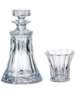 "Wellington" Whisky Set 3-Pièces, Cristal de Bohème, 1xCarafe + 2xVerres